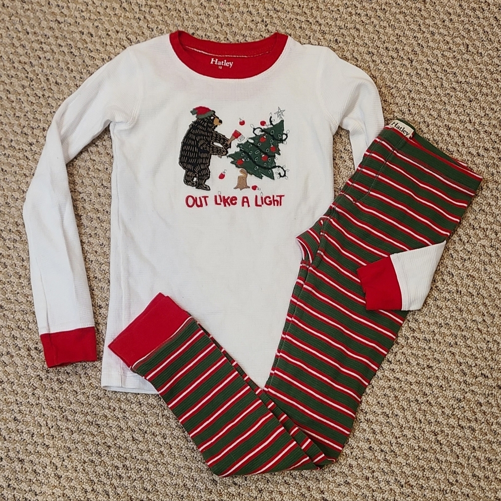 Hatley Kids Pajama Set - White, Red, and Green